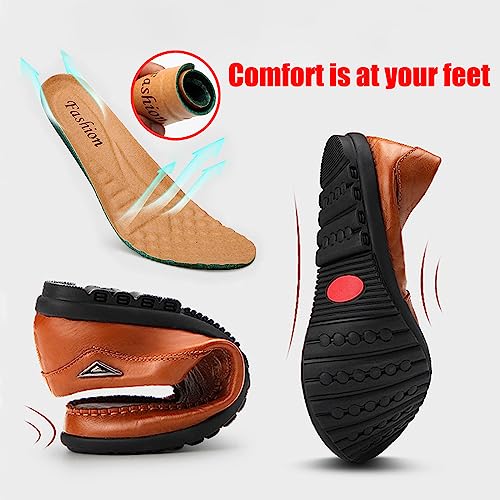 Optigard Men's Casual Slip On Leather Loafers Comfortable Breathable Walking Shoes Lightweight Driving Moccasin4