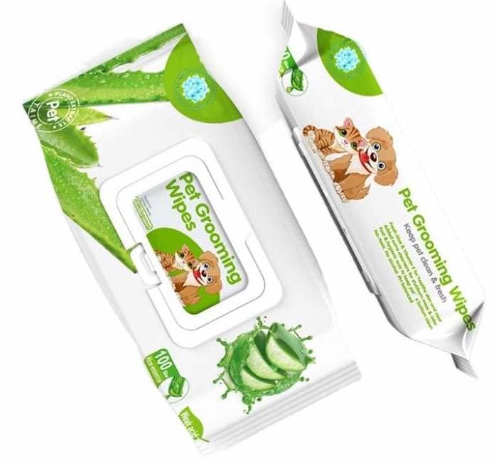 Hydrangea Island Trading Co | Dog Wipes, Made with Sustainable Natural Fibers and Compostable Wipes for Pets | Hypoallergenic, 8x6 inch Aloe Vera Grooming Pet Wipes for Face, Ears, Paws, Body and Butt