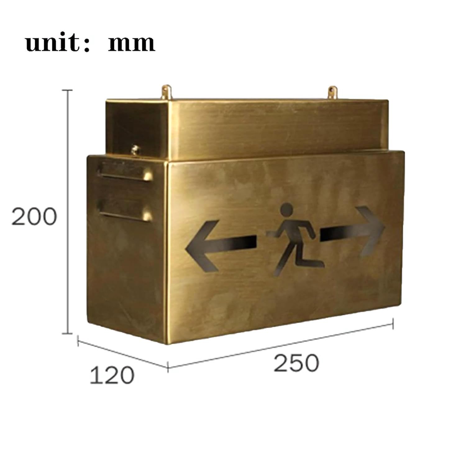 Señal de salida LED de metal con flecha de dirección, luces de salida de emergencia, estilo industrial, caja de luz de acero inoxidable para oficina, almacén, seguridad escolar