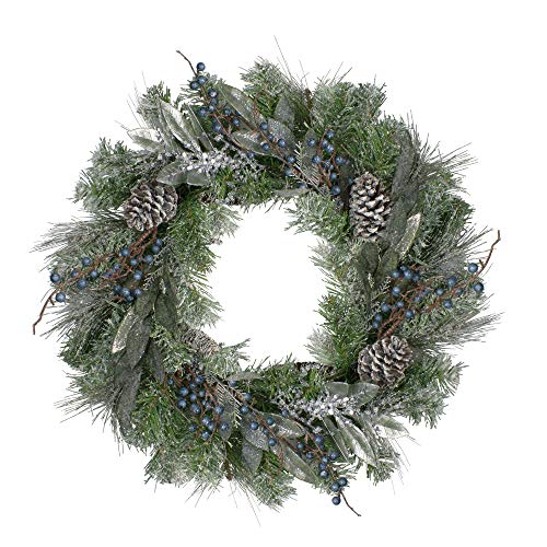 Northlight Mixed, Berries and Snowy Pine Cones Artificial Christmas Wreath-Unlit, 24