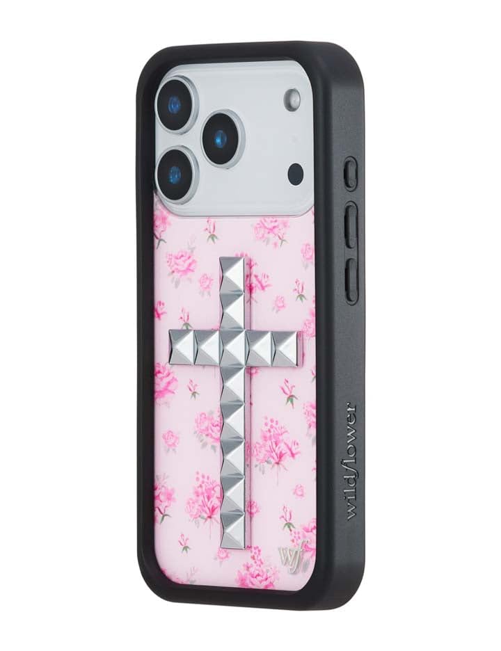 Image of Wildflower Cases - iPhone 17 Pro Compatible - Stud Cross Floral Pink