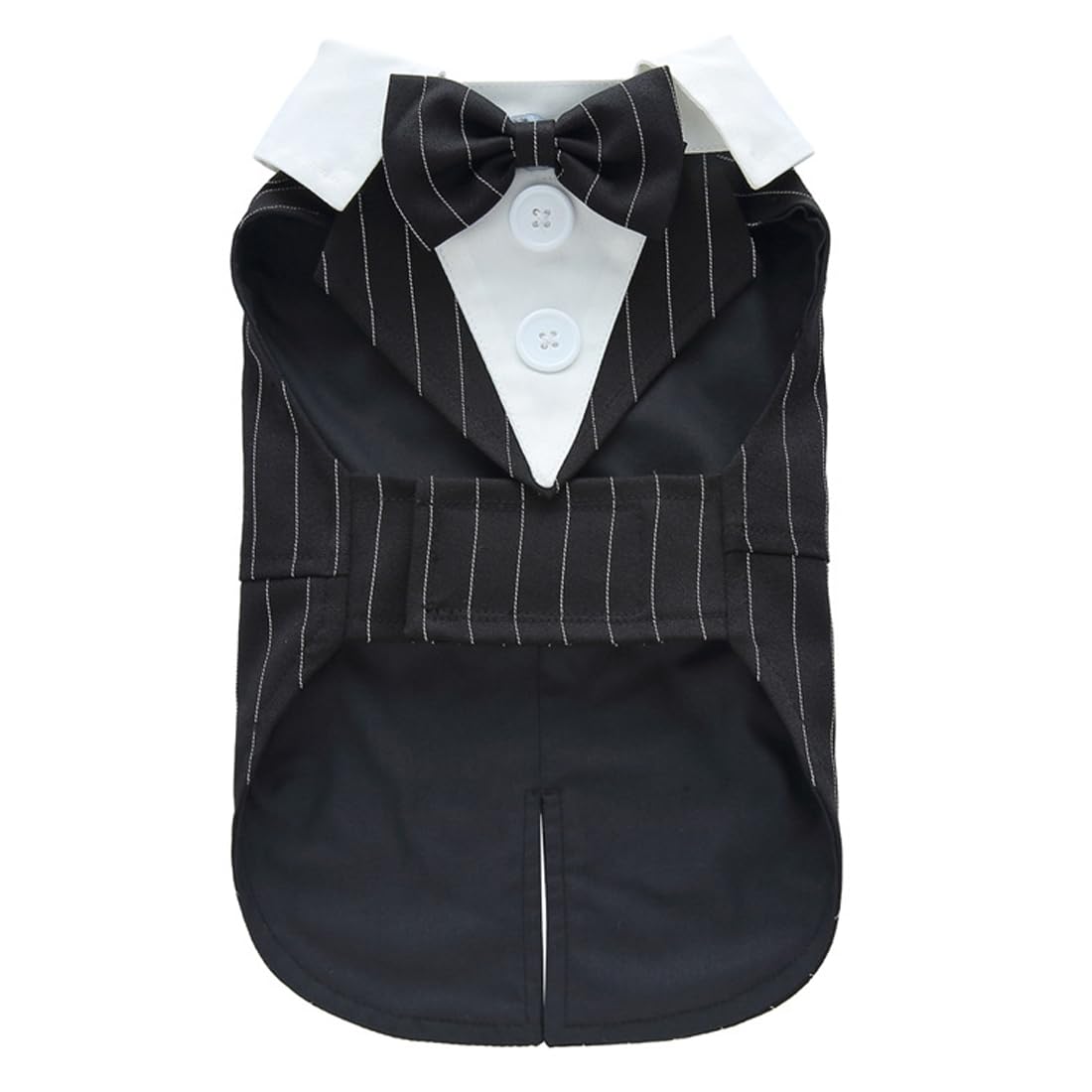 DOTEYAYP Puppy Tuxedo with Detachable Bowtie Prom Wedding Formal Wear Prince Costume for Small Dog (Small, Black Stripe)
