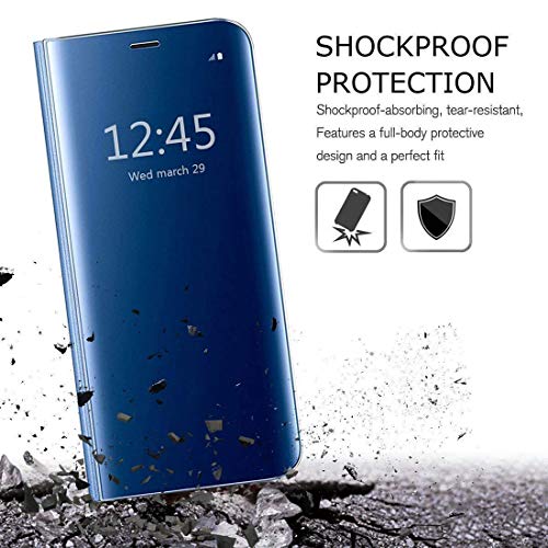 Image of Clear View Smart Stand Mirror Flip Case Cover for OnePlus Nord - Blue