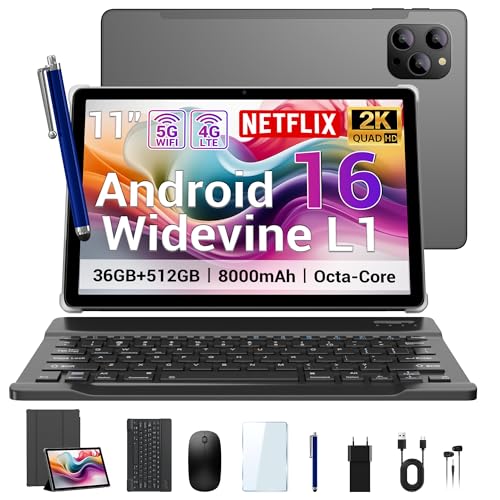 【 11 Pollici Display IPS & 90 Hz & tablet portatile】DRIVNEXT tablet Android 16 è dotato di uno schermo IPS HD da 11 pollici con risoluzione 1920x1200 e frequenza di aggiornamento di 90 Hz, che garantisce uno scorrimento ultra fluido per i giochi, lo streaming e il multitasking. Con una luminosità di 350 nit e un classico formato 16:10, riproduce immagini realistiche con dettagli nitidi. Il mirroring wireless dello schermo trasforma il display in uno schermo ampio, offrendo un'esperienza di intrattenimento e di gioco migliorata.