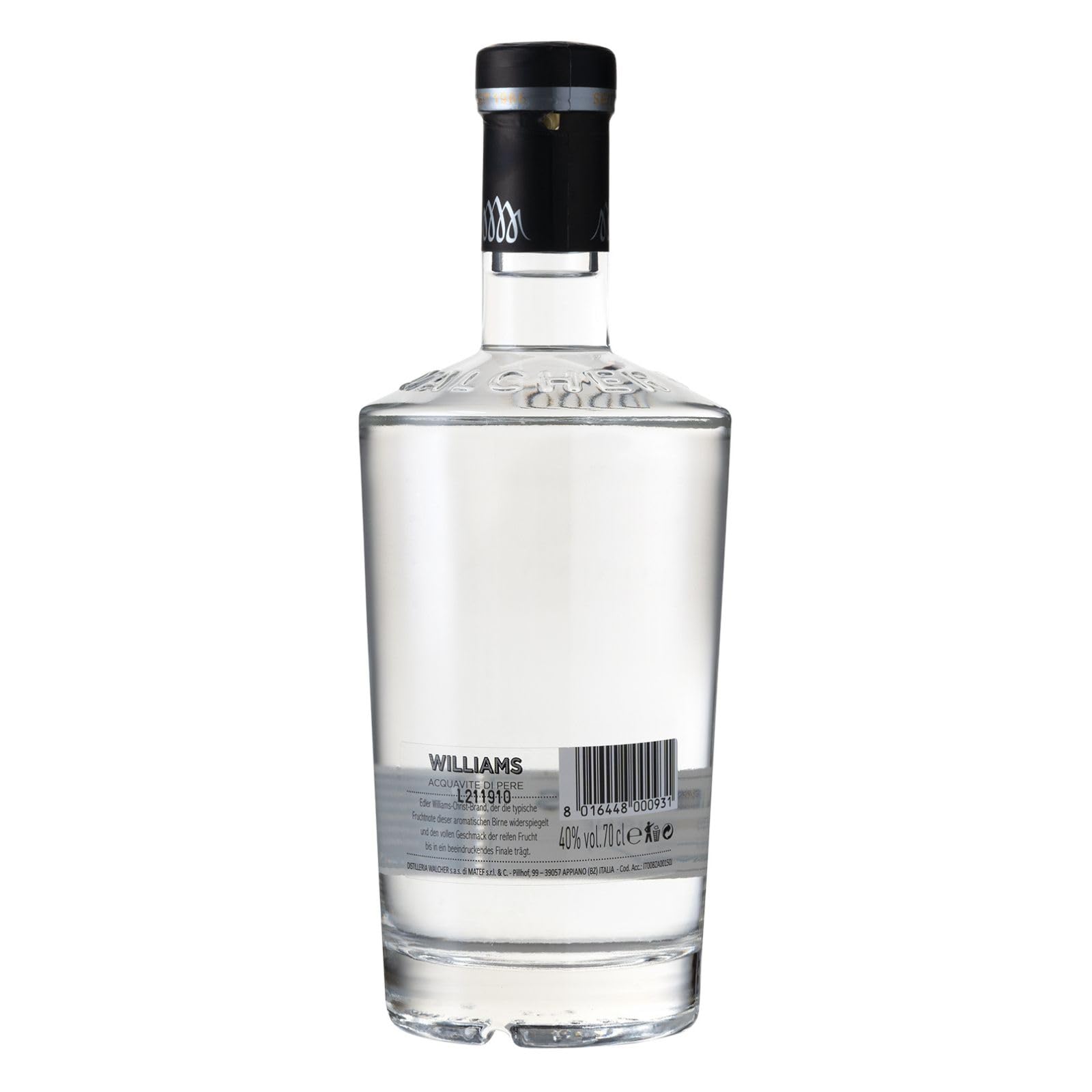 Walcher Williams Christ-Edelbrand – Klassischer, milder Birnenbrand aus Südtirol (1 x 0,7 l)