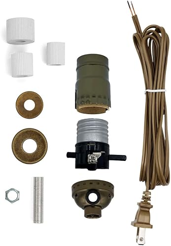 Creative Hobbies Kit de lámpara de botella con acabado de latón antiguo, 3 adaptadores de goma, ideal para vino, botellas de licor, jarras y