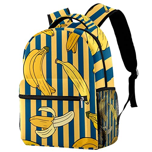 Sac à dos de voyage Medium en jaune banane et bleu avec un porte-bouteille pratique