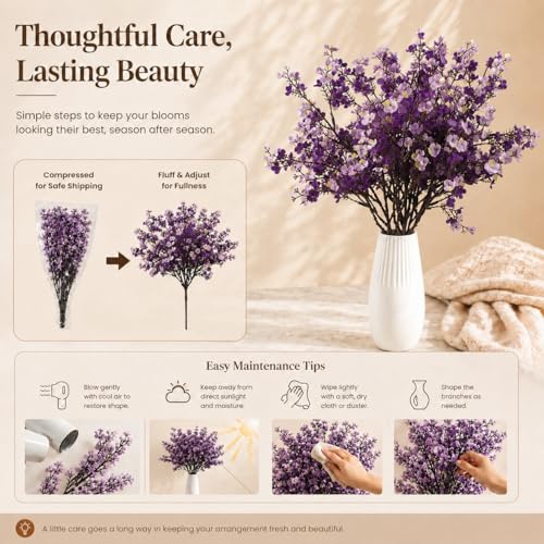 Image of Mandy's 6 Bundles Artificial Shades of Purple Baby's Breath Flowers