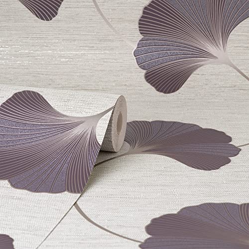 Fine Decor Miya Ginkgo SIDEWALL Plum - Image 2