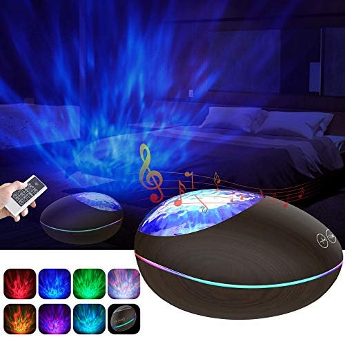 Ocean Wave Projector Night Light Projector with 7 Lighting Modes 12 LED Adjustable Lightness Bluetooth Music Speaker Machine & Support TF Card AUX Baby Light Timer for Bedroom Decor Kids Living Room