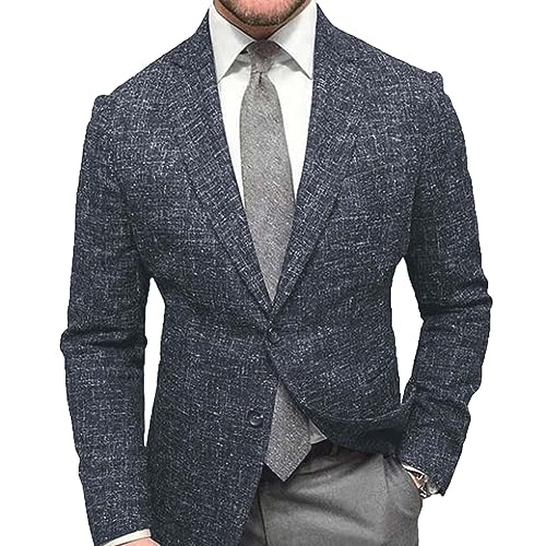 Dademeo Men's Wool Blend Trench Coat Windbreaker Business Fashion Tweed Long Blazer Jacket Fall Winter Daily Casual Suit Coat