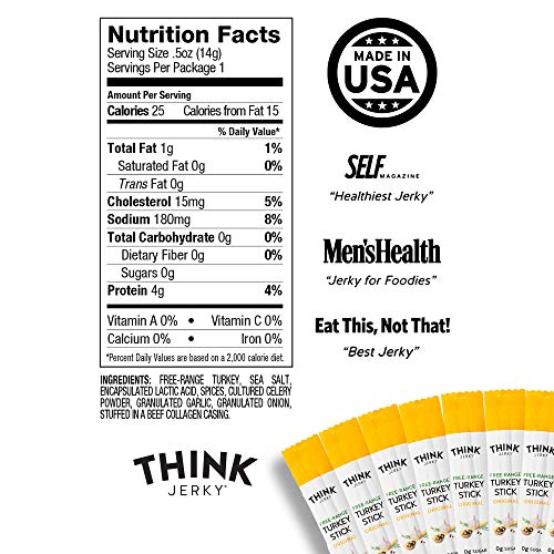 Original Free-Range Turkey Sticks by Think Jerky — Sugar Free, Gluten Free, Non-GMO, No Nitrates Jerky Snack — Keto, Paleo Compliant — High Protein, Low in Carbs — 0.5 oz (20 Pack) - Thumbnail 7