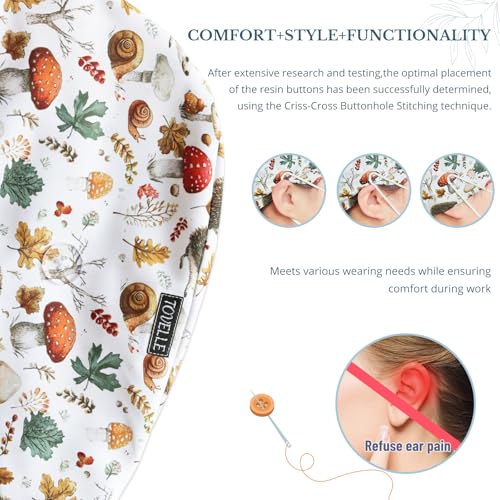 Image of Scrub Caps for Women with Buttons, Classic Surgical Caps