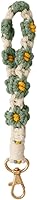 Handmade Boho Macrame Flower Keychain Wristlet Lanyard - Cute Key Chain for Women, Keys, Bags & Wallets