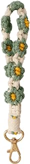 Macrame Keychain Handmade Wristlet Keychain Wrist Lanyard for Keys Cute flower keychain Key Chain for Women