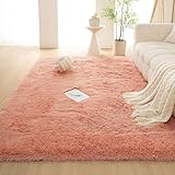 Teppich Wohnzimmer, Waschbar Anti-Rutsch Extra Große Teppiche Schlafzimmer Flauschige Moderne Teppiche Matte Teppichen für Schlafzimmer Kinderzimmer(Peach Pink,80cmx160cm)
