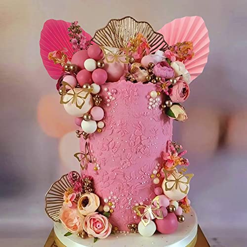 Boho Flower Cake Toppers Balls Cake Decorations With Butterflies For Birthday Party Wedding Baby Shower Boho Themed Party Supplies (Hot Pink) #TOP2