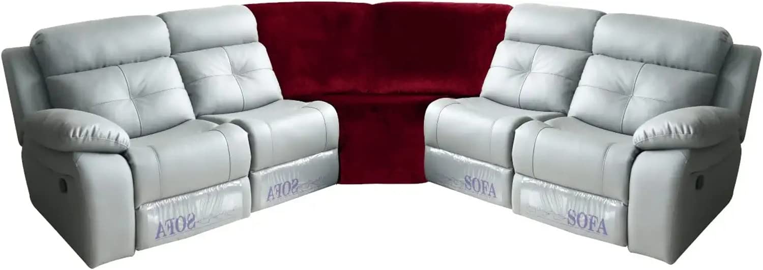 Sofa Covers Corner Sofa Covers, 7-Piece Sectional Couch Cover Corner Sofa Slipcover, L Shape Sectional Recliner Sofa Covers, Thick Plush Velvet Furniture Protector Cover (Wine Red,Corner Piece)