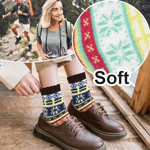 Image of kissleaf Thick Warm Fuzzy Socks for Women 5 Pairs Fluffy Cozy Womens Socks Winter Cute Slipper Socks for Women Gift
