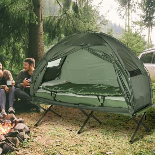 Carpa portátil para 1 persona con cama y colchón inflable miniatura 3