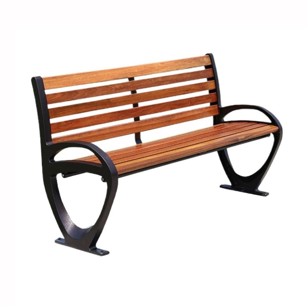 Banco del Parque Banco de Parque Exterior marrón con Patas Aluminio y Asiento Madera, Silla tablones Respaldo Descanso