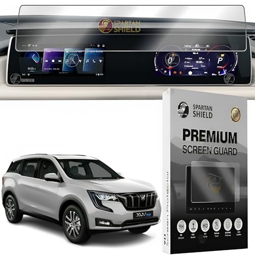 Image of Spartan Shield Screen Guard For MAHINDRA XUV 7XO | Previously 700 || AX3 AX5 AX7 AX7 LUXURY PACK Models || Triple Infotainment & Instrument Cluster Touchscreen Protector [Not Tempered Glass] (XUV700 [2021-2025])