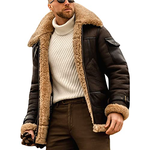 Veste en cuir sherpa chaude contre le froid pour homme actif