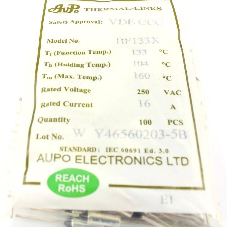 Generic 10Pcs Thermal Fuse Cutoff TF 133 Degree 250V 16A BF133X
