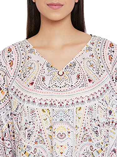 Image of Oussum Short Caftans for Women Plus Size Kaftan Tunic Tops Polyester Summer Beach Clothing Mini Cover Ups Dress for Ladies