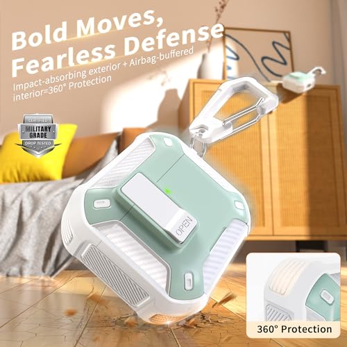 Image of RFUNGUANGO for AirPods 5 /4 Case (2026 /2024) with Lock, Mint Green