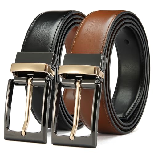 Image of DOOPAI Reversible Leather Belt for Men 1.25 inch - Dual Sided Dress and Casual Belt, Trim to Fit, 2 Styles in One Belt