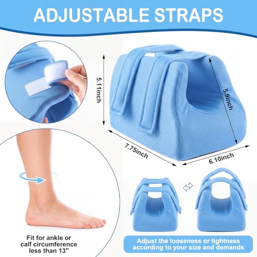 Image of Novabright 2 Pcs 3D Heel Protectors Foot Wedge Pillows Support Boot Bed Sore Pillow for Pressure Sores Bedridden Patients Relief Pressure Ankle Ulcers (Wathet)