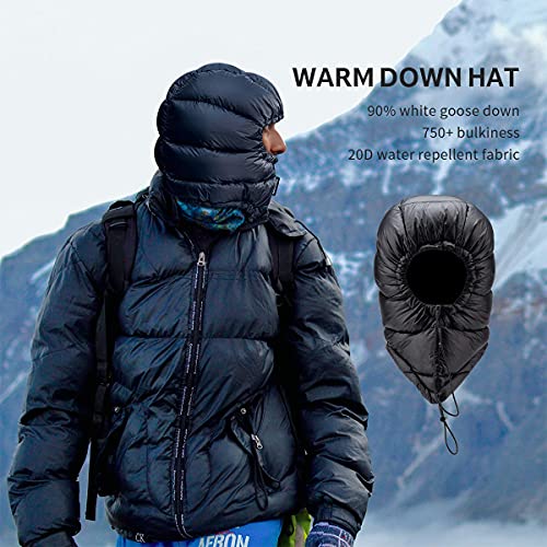 Image of Naturehike Winter Down Hood Outdoor Windproof Down Cap Warm Goose Down Hat for Hiking Skiing Cycling (Black)