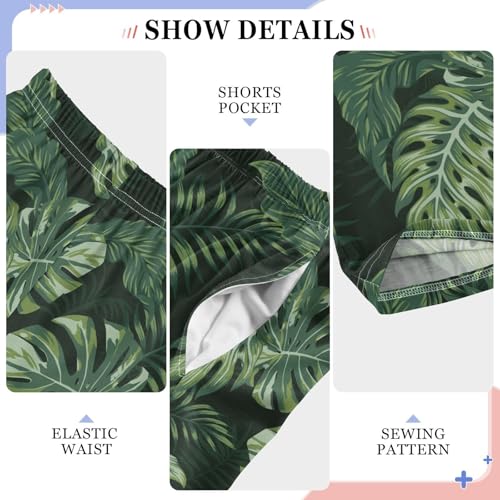 ZZXXB Summer Palm Leaves Boys Long Pants Soft Trousers Elastic Waist Kids Lounge Bottoms with Pockets S-XL4