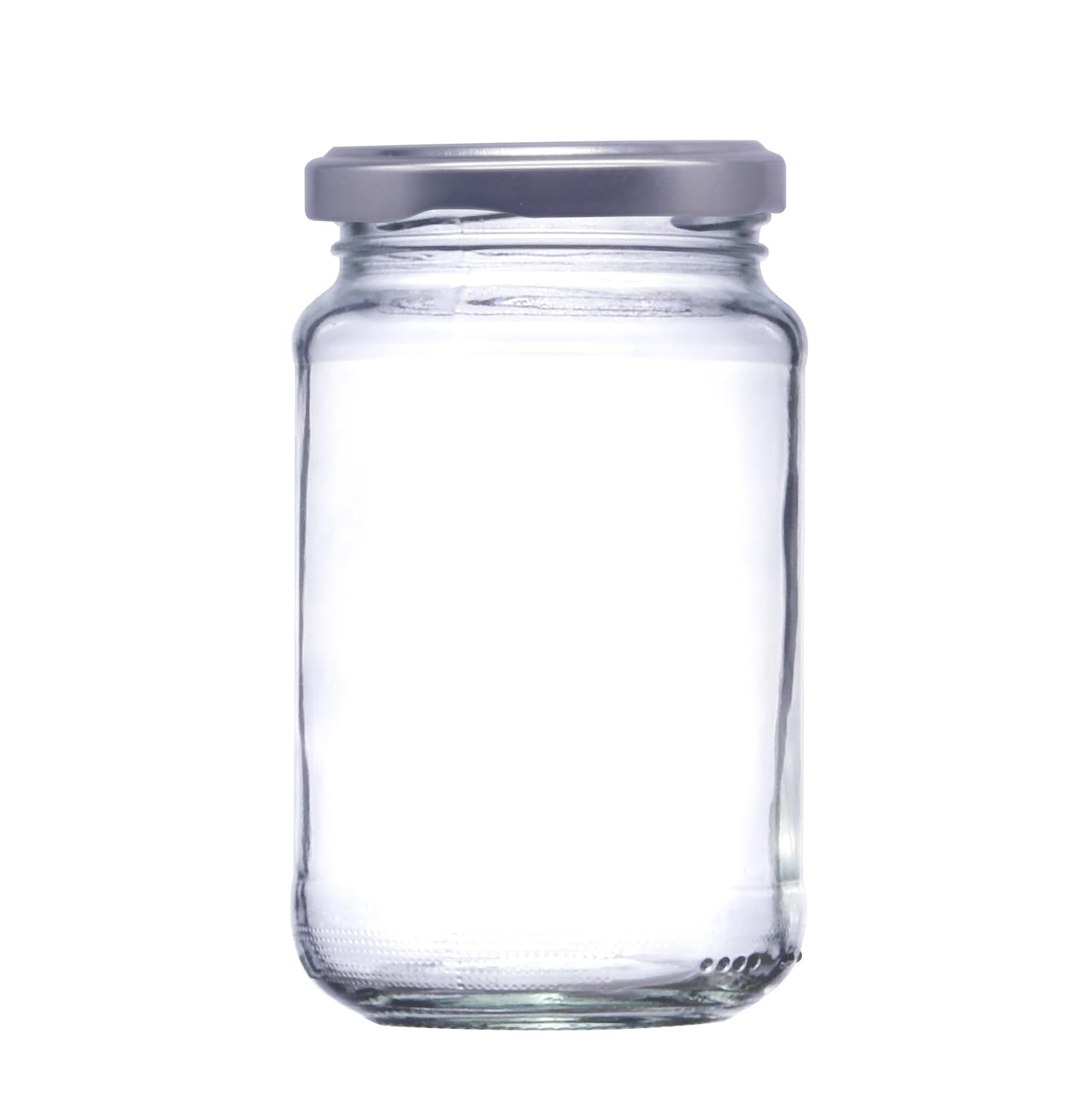 12oz Traditional Glass Jam Jars (296ml), Jar for Preserves, Marmalade, Honey, Chutney & Curds (Silver Lid, Pack of 36)