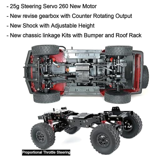 HLSFWDRIVE RC Rock Crawler 4x4 RC Truck WPL C54-1 RC Crawler Off Road 1/16 Scale RTR All Terrain Proportional Throttle Steering 2.4Ghz 260 Motor Upgraded Chassis and Counter Rotating Gearbox Adult by HLSFWDRIVE - Image 5