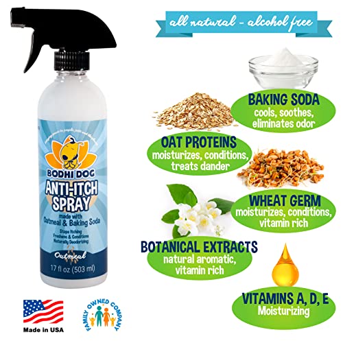 Image of Bodhi Dog Itch Relief Spray - Natural Relief for Dry, Itchy, Allergic, or Bug-Bitten Skin - Safe for Dogs & Cats - Soothing Oatmeal Formula - Made in USA (Oatmeal, 17 Fl Oz)