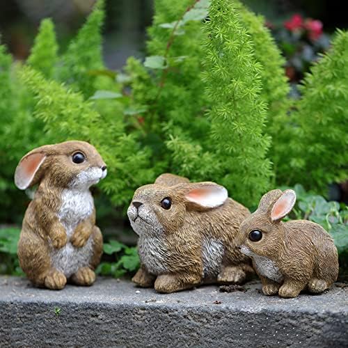 LEGIFO Bunny Decor Yard Decorations Outdoor Set of 3, Bunny Decorations for Home Garden Decor Outdoor Statues, Easter Bunny Table Decorations, Funny Garden Animals Statues Rabbit Figurines