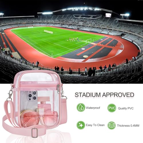 Image of Clear Bag for Stadium Events - Sports Messanger Bag Small Mini Clear Purse for Fan, Concert, Work, Travel