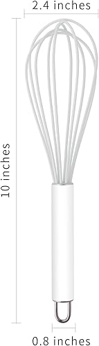 Miniatura 7 de Batidor de silicona resistente, de alta temperatura y fácil de limpiar, agitador, 10 pulgadas, diseño de buen agarre para mezclar, batir, batir,