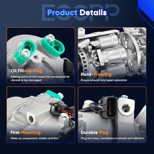 Image of ECCPP AC Compressor with Clutch 2014-2015 Fit for Hyundai Tucson 2.0L Fast Cooling AC Compressor