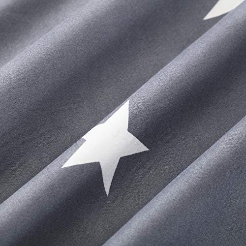 Vaulia Printed Pattern Grey and White Little Star, Soft Microfiber Fitted Sheet, King Size 3-Piece Set