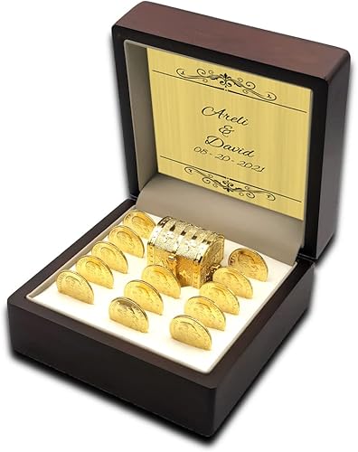 Miniatura 2 de EHV Monedas de unidad de boda personalizables Arras de Boda con vitrina decorativa, caja del tesoro, recuerdos clásicos de ceremonia, hermoso juego