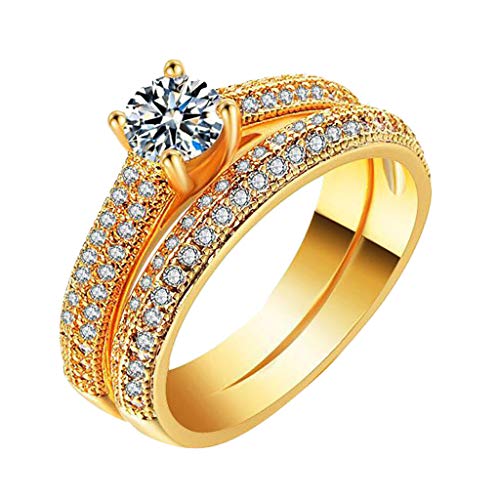 Kintaz Women's Engagement Wedding Ring European and American Fashion Luxury Simulation Green Diamonds Jewelry (7, Gold)