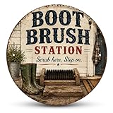 Boot Brush Station tin Sign Vintage Farmhouse Rustic...