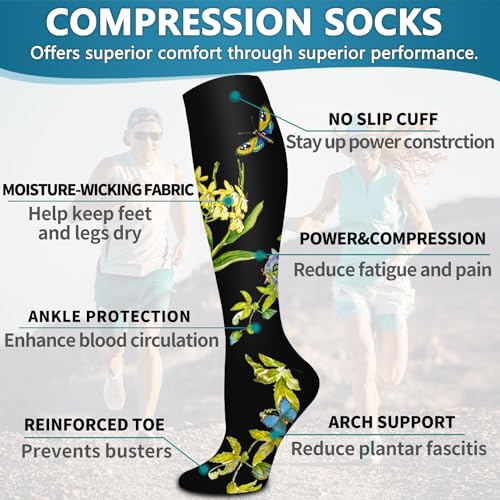 Image of 6 Pack Copper Compression Socks for Women and Men Circulation-Best Support for Medical,Running,Nursing,Athletic