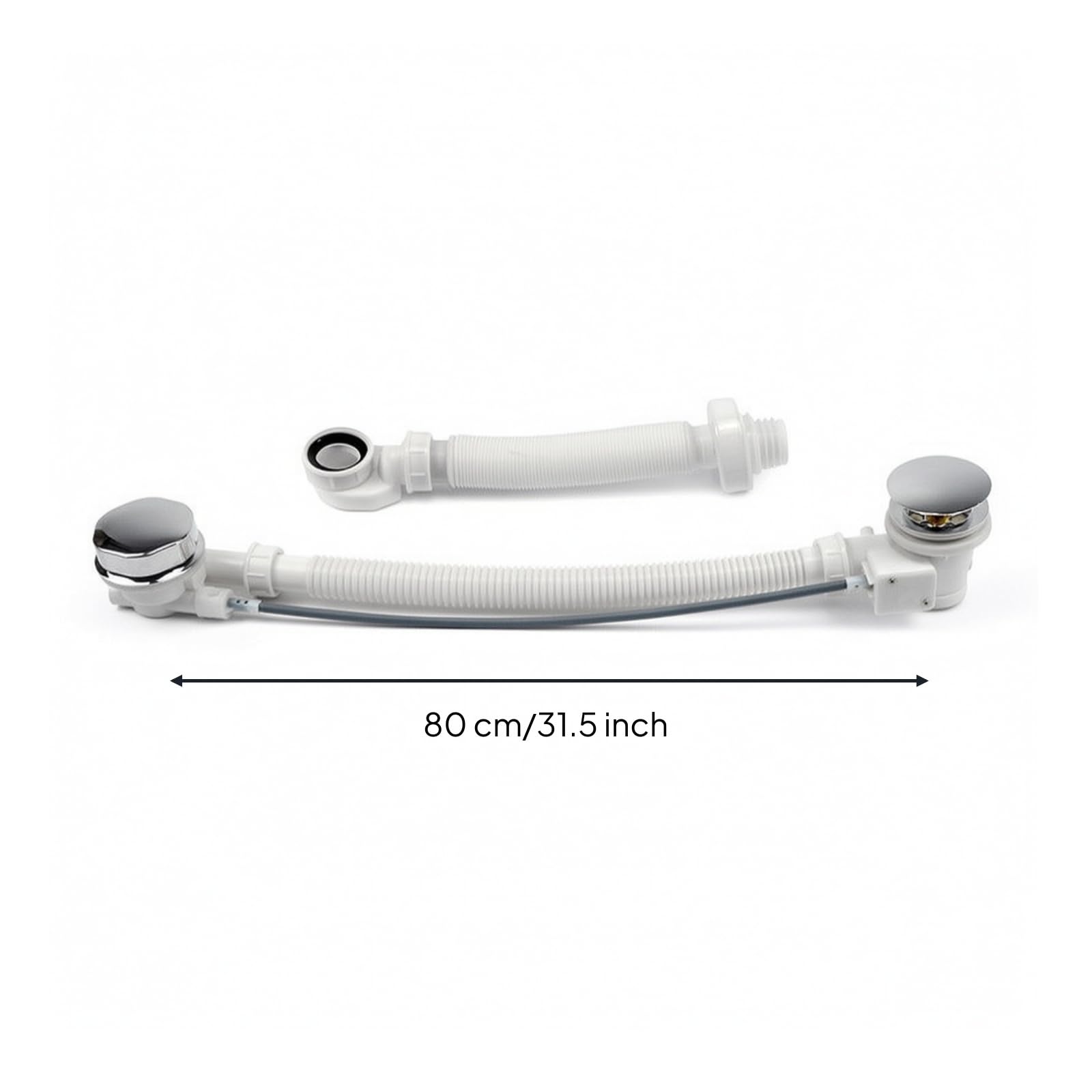 Conjunto sagüe con Rebosaro Ajustable sagüe Bañera Acabado Metálico Fontanería para Fontanería, 80 CM