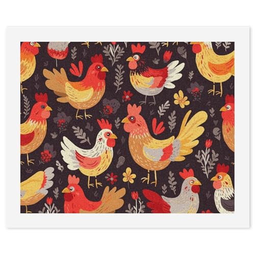 Peinture numérotée coq mignon QMNLKH pour décorer votre salon