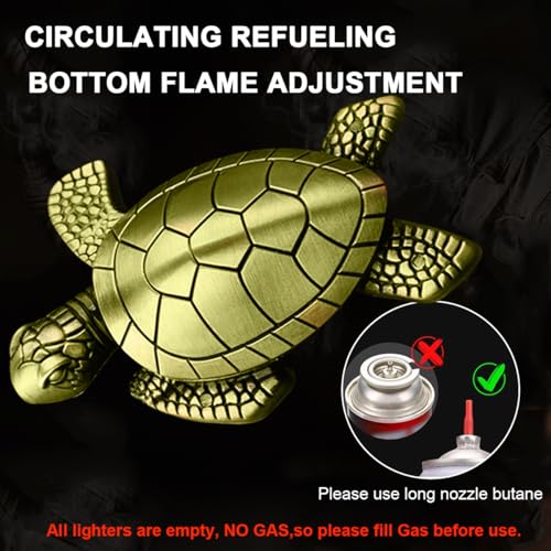Encendedor de metal forma tortuga con llama suave recargable miniatura 3