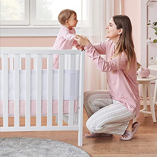 Babybett Leitplanke,Bettumrandung Nestchen,Atmungsaktiv Kinderbett Stoßstange,Bettumrandung Babybett,Atmungsaktive Bettumrandung,Rausfallschutz für Babybett,Kantenschutz Baby Babybett,Mesh Babybett